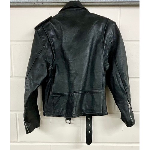 438 - AKASO VINTAGE LEATHER MOTORCYCLE JACKET SIZE 40