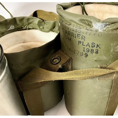 401 - 2 ARMY/MILITARY FLASK PROTECTORS INC. STAINLESS STEEL FLASKS