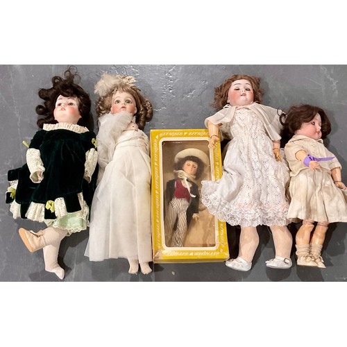 455 - BISQUE HEAD DOLL MARKED ‘MADE IN GERMANY 120 10’, APPROX. 62 cm AND OTHER MODERN COLLECTABLE DOLLS I... 