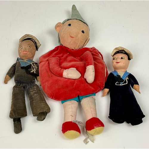 449 - MERRYTHOUGHT NODDY HAND WARMER, NORAH WELLINGS SAILOR CLOTH DOLL AND ONE OTHER SIMILAR