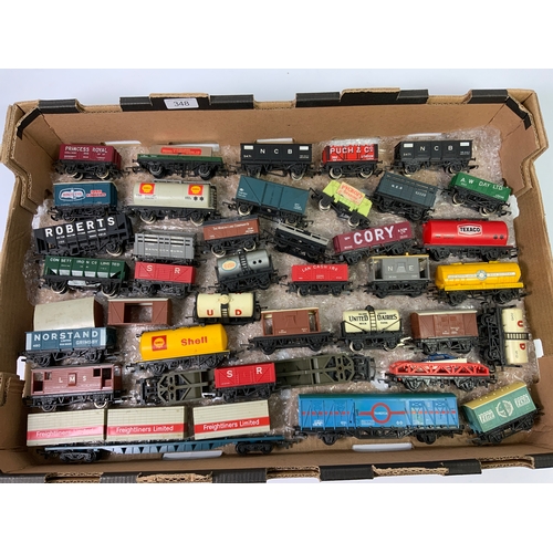 348 - TRIANG, HORNBY & WRENN 00 SCALE MODEL RAILWAY WAGONS, 37 IN TOTAL, TANKERS, FREIGHTLINER, NCB ROBERT... 