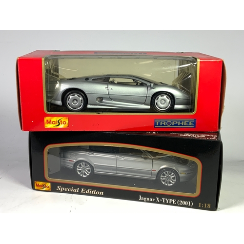 171 - 2 BOXED 1:18 SCALE DIECAST CARS, 31807 MAISTO TROPHEE JAGUAR XJ220, & 31621 JAGUAR X-TYPE (2001)