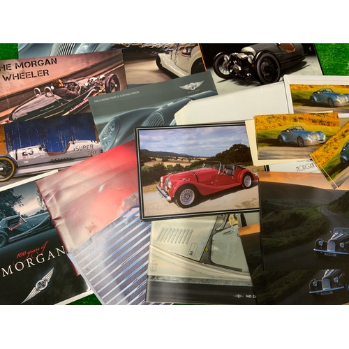 235 - MORGAN CARS, A LARGE QTY OF MORGAN CAR BOOKLETS, SALES BROCHURES, MORGAN BOOK +8 OWNERS MANUAL,