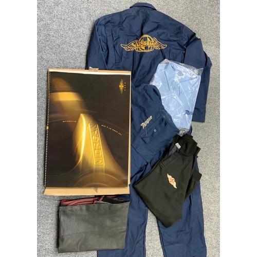 241 - MORGAN CLOTHING!, TWO BOILER SUITS, SWEATSHIRT, SHIRT, AND A 2000 MILLENNIUM CALENDAR