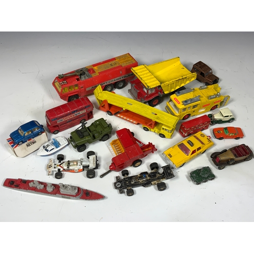 173 - DINKY & CORGI SELECTION, LATE DINKY AVELING BARFORD CENTAUR DUMP TRUCK, ERF FIRE TENDER AIRPORT RESC... 