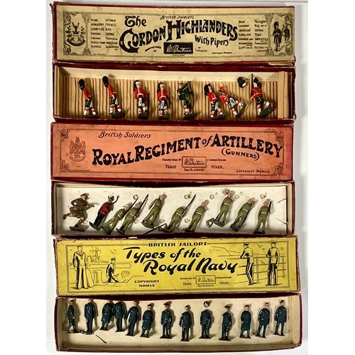 218 - BRITAINS 3 PART SETS, 1730 ROYAL REGIMENT OF ARTILLERY GUNNERS  (APPEAR WRONG CONTENTS) , TYPES OF T... 