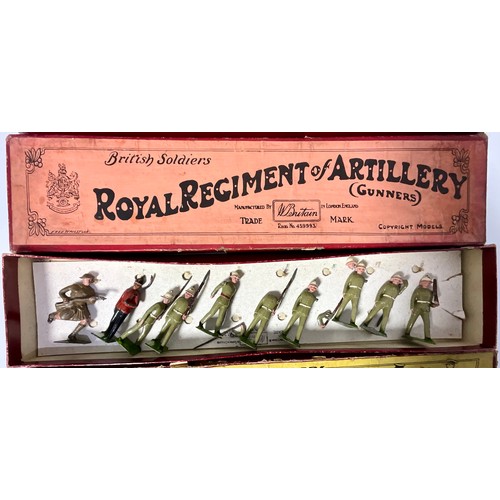 218 - BRITAINS 3 PART SETS, 1730 ROYAL REGIMENT OF ARTILLERY GUNNERS  (APPEAR WRONG CONTENTS) , TYPES OF T... 