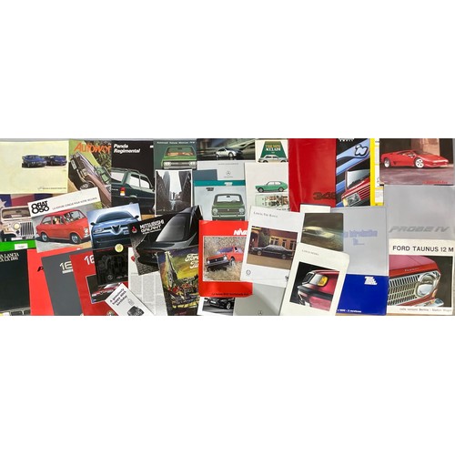 255 - LARGE TRAY OF A BIG QUANTITY OF CAR PROMOTIONAL & SALES BROCHURES, PLUS A CASE BOUND BOOK FOR ROLLS ... 