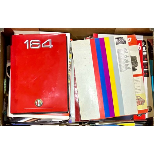 255 - LARGE TRAY OF A BIG QUANTITY OF CAR PROMOTIONAL & SALES BROCHURES, PLUS A CASE BOUND BOOK FOR ROLLS ... 