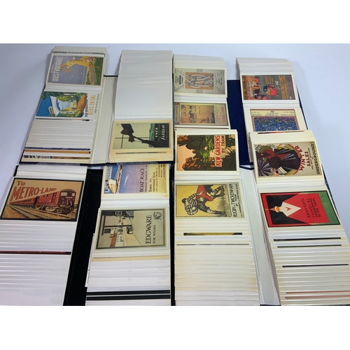 279 - 4 FLIP OVER ALBUMS OF MOSTLY LONDON TRANSPORT POSTCARDS, MAINLY OF TRAVEL POSTERS, SOME GENERAL & MI... 