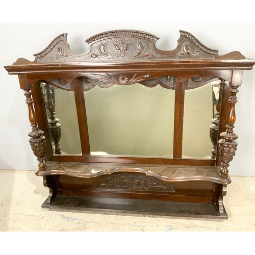 69 - ART NOUVEAU OVER MANTEL MIRROR  WIDTH  117cm