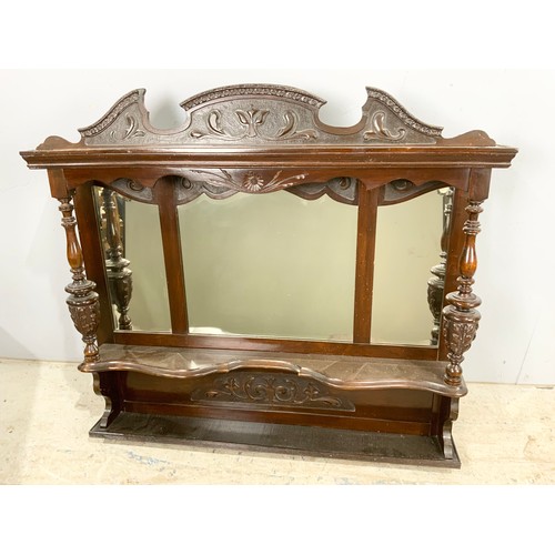 69 - ART NOUVEAU OVER MANTEL MIRROR  WIDTH  117cm