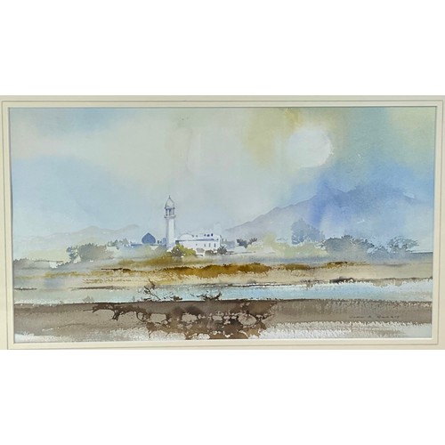 12 - JOHN HARRIS MIDDLE EASTERN LANDSCAPE WATERCOLOUR. 46 x 26cm