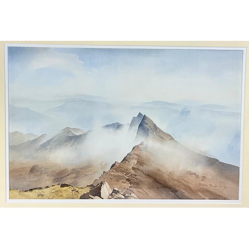 13 - JONATHAN TAYLOR WATERCOLOUR WELSH MOUNTAIN SCENE ‘Y LLIWEDD FROM SNOWDON’. APPROX. 54 x 35cm. Maybe ... 