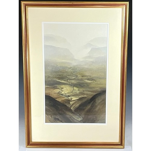 14 - JONATHAN TAYLOR WATERCOLOUR ‘ST. JOHNS IN THE VALE FROM GATE HILL, BLENCATHRA’. APPROX. 52 x 32cm. M... 