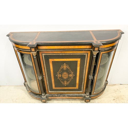 607 - MID 19TH CENTURY EBONISED AND BURR WALNUT CREDENZA WITH GILT METAL MOUNTS. AF WIDTH 154cm