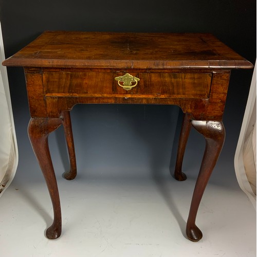 680 - 18TH CENTURY WALNUT DESK /TABLE WITH SINGLE DRAWER ON 4 CABRIOLE LEGS EXCELLENT PATINA  WIDTH 69cm