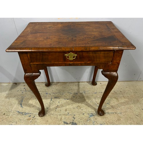 680 - 18TH CENTURY WALNUT DESK /TABLE WITH SINGLE DRAWER ON 4 CABRIOLE LEGS EXCELLENT PATINA  WIDTH 69cm