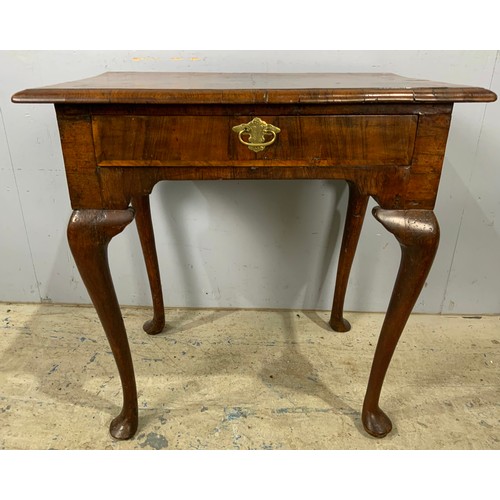 680 - 18TH CENTURY WALNUT DESK /TABLE WITH SINGLE DRAWER ON 4 CABRIOLE LEGS EXCELLENT PATINA  WIDTH 69cm