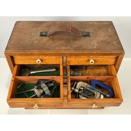 513 - WOODEN MULTI DRAWER TOOL CABINET AND ENGINEERING TOOL CONTENTS