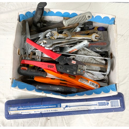 503 - LARGE SOCKET SET, DRAPER TORQUE WRENCH & A QUANTITY OF SPANNERS ETC