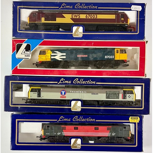 391 - LIMA, 4 BOXED LOCOMOTIVES 67003, 60063, 87009, & 87022, (LATTER HAS BODYSIDE STAINING)