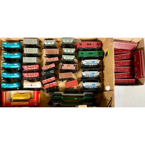 394 - 00 SCALE WAGONS, 7  AIR BRAKED PCA (1 BOXED), VARIOUS MINERAL & COAL WAGONS, AS SHOWN, PLUS 8 BODIES... 