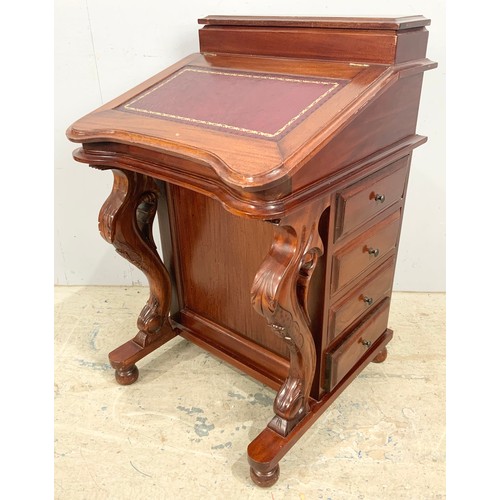 609 - MAHOGANY DAVENPORT DESK, 4 SIDE DRAWERS EACH SIDE