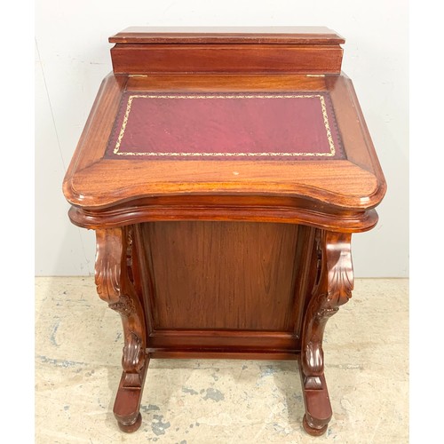 609 - MAHOGANY DAVENPORT DESK, 4 SIDE DRAWERS EACH SIDE