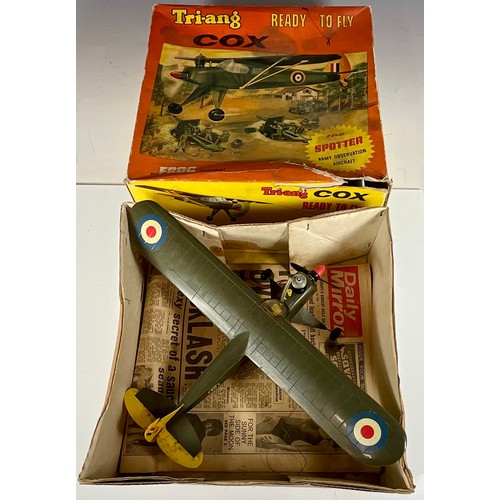 54 - TRIANG READY TO FLY COX THE SPOTTER, A FROG MODEL, IN ORIGINAL BOX. (BOX A/F)