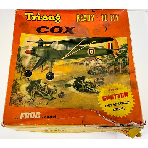 54 - TRIANG READY TO FLY COX THE SPOTTER, A FROG MODEL, IN ORIGINAL BOX. (BOX A/F)