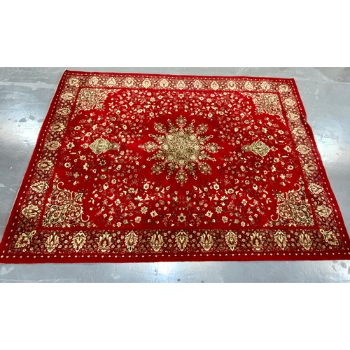 731 - RED GROUND RUG APPROX. 228  X315