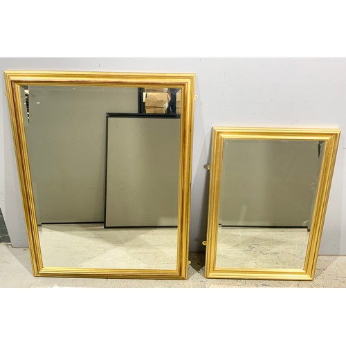 70 - 2 GILT FRAMED MIRRORS LARGEST 100cm x 74cm