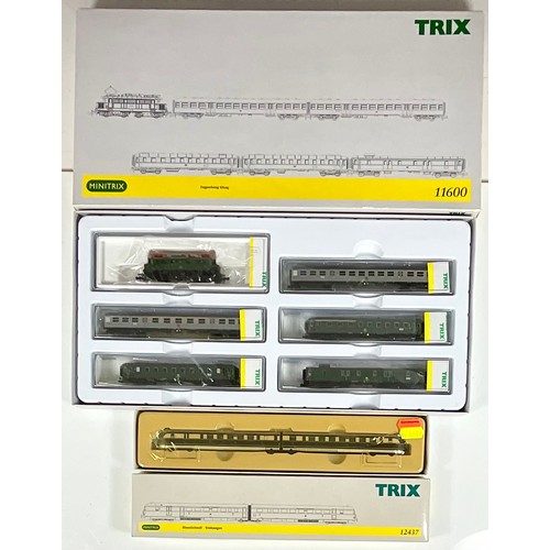 307 - TRIX N GAUGE SET  ZUGPACKUNG 11600 COMPRISING DB LOK 144185 AND 5 COACHES INC 2 SILVERFISH, & TRIX 1... 