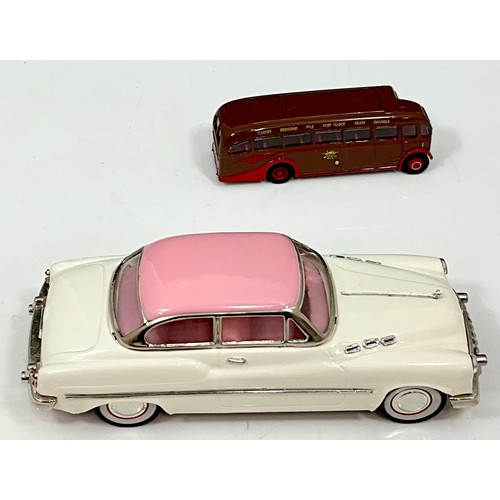 99 - TINPLATE FRICTION BOXED UNNAMED CAR, LARGE SCALE, PLUS AN U/B CORGI AEC REGAL COACH N&C SWANSEA