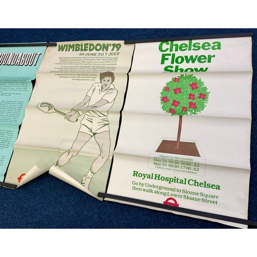 274 - LONDON TRANSPORT POSTERS WIMBLEDON ‘79, CJ PETYT, 679/2407M/850 (TORN AS SHOWN), CHELSEA FLOWER SHOW... 