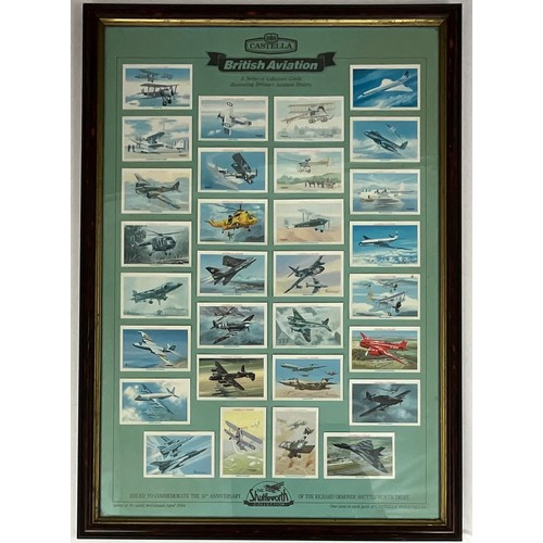 22 - FRAMED VINTAGE BRITAINS MOTORING HISTORY AND BRITISH AVIATION SETS OF COLLECTORS CIGARETTE CARDS BY ... 