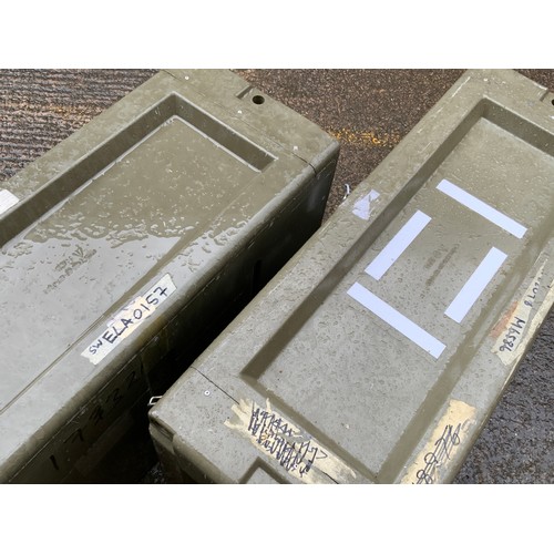 13 - 2 LANDROVER STORAGE BOXES, WITH CROWS FOOT MARKING