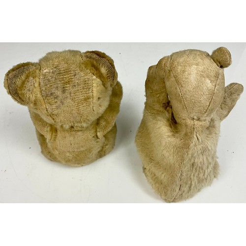 100 - VINTAGE JOINTED TEDDY BEAR AND HAND PUPPET BOTH WITH BLACK STITCHED NOSES