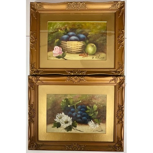 1 - PAIR OF EVELYN CHESTER (1875-1929) OIL PAINTINGS, STILL LIFE DEPICTING FRUIT, EACH APPROX. 29 X 19 c... 