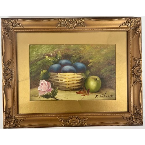 1 - PAIR OF EVELYN CHESTER (1875-1929) OIL PAINTINGS, STILL LIFE DEPICTING FRUIT, EACH APPROX. 29 X 19 c... 