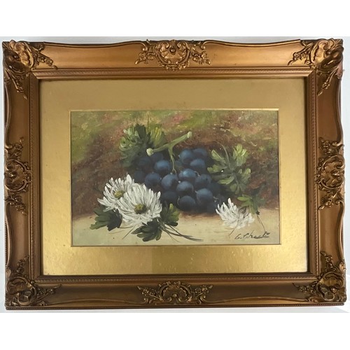 1 - PAIR OF EVELYN CHESTER (1875-1929) OIL PAINTINGS, STILL LIFE DEPICTING FRUIT, EACH APPROX. 29 X 19 c... 