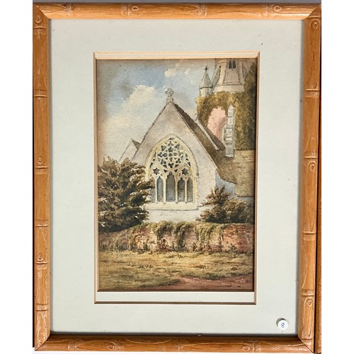 20 - 3 SIMILAR FRAMED WATERCOLOURS, A CHURCH AND 2 RIVER BRIDGES (3) T/W 2 SIMILAR FRAMED WATERCOLOURS OF... 