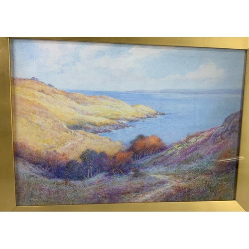 12 - H FOSTER NEWEY WATERCOLOUR OF A COSTAL SCENE  38cm x 26cm MOUNTED IN GILT FRAME