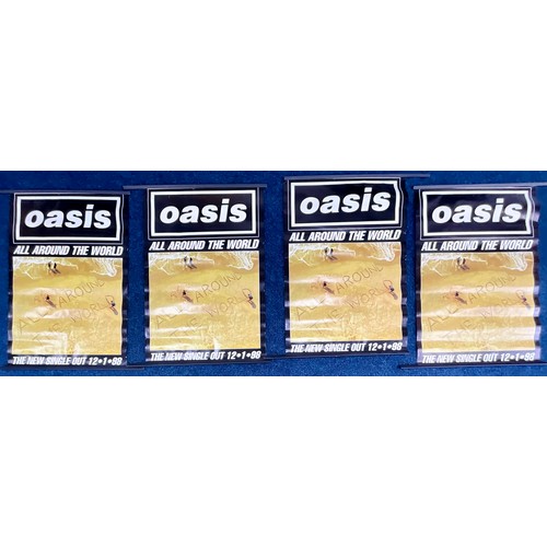 63 - 4 LARGE OASIS ALL AROUND THE WORLD SINGLE RELEASE POSTERS. ROLLED. APPROX. 76 x 52cm