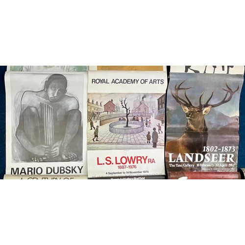 60 - GOOD SELECTION OF ART GALLERY EXHIBITION POSTERS.  LARGEST APPROX. 82 x 59cm (14) INC. LOWRY, LANDSE... 