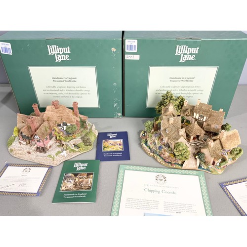 96 - 2 LARGE BOXED LILLIPUT LANE MODELS  OAKWOOD SMITHY & CHIPPING COOMBE