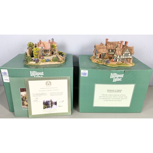 97 - 2 LARGE BOXED LILLIPUT LANE MODELS  SCOTNEY CASTLE GARDEN & THE ALMONRY