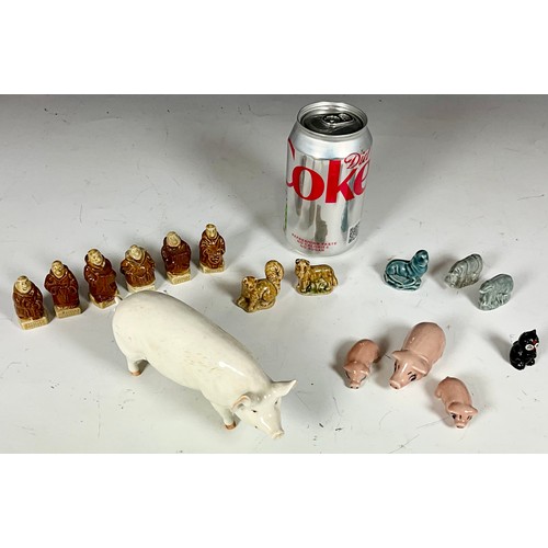 128 - BESWICK PIG FIGURE, VARIOUS WADE PIGS, WHIMSEYS, WADE KP FRIARS ETC