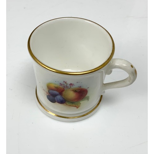 60 - ROYAL WORCESTER MINIATURE CUP & SAUCER DECORATED WITH HAND PAINTED FRUIT  SIGNED BY DIFFERENT ARTIST... 